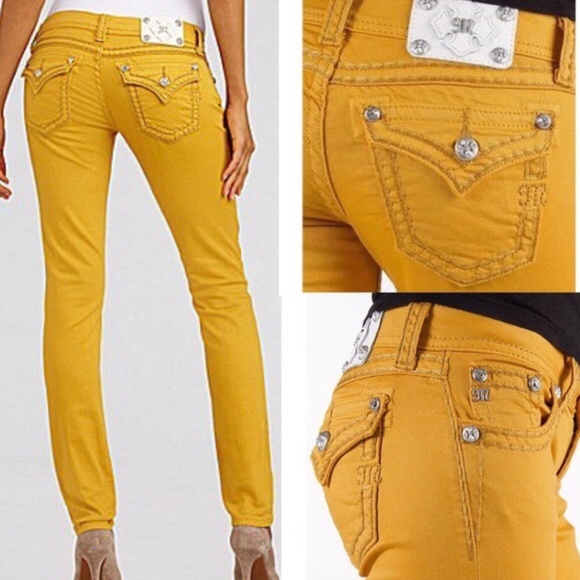 Miss Me Denim - Miss Me Gold Mustard Yellow Stretch Skinny Jeans